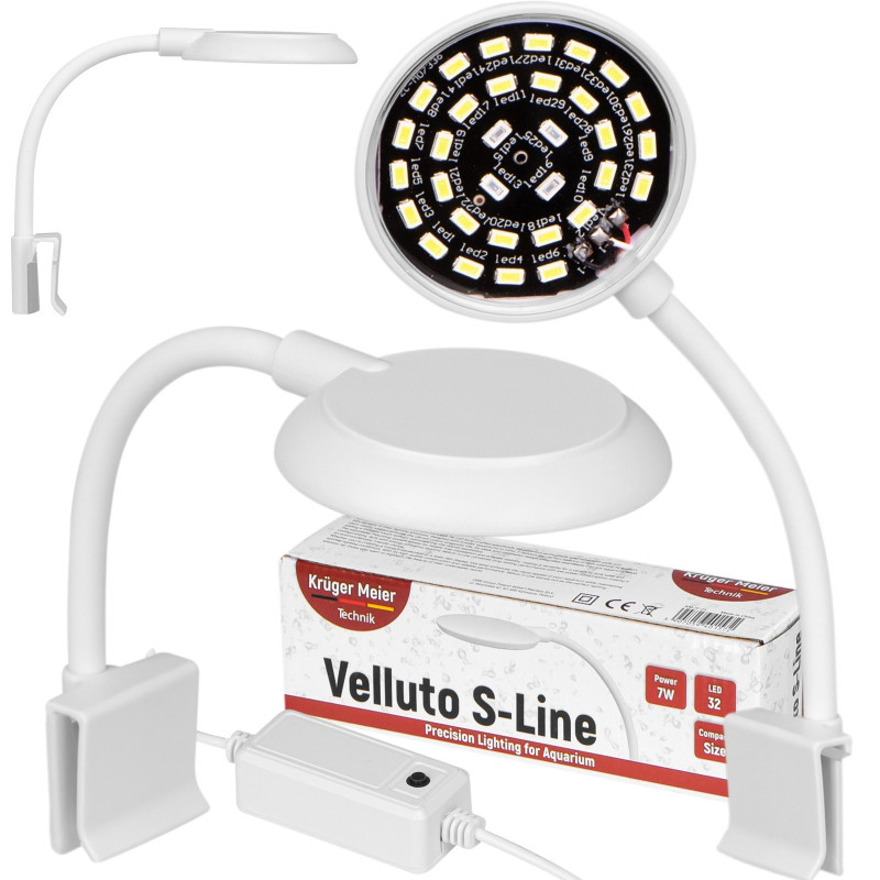 Kruger Meier Velluto S-Line - lampa LED do akwarium 10l - 40l – kompaktowe oświetlenie, które wspiera zdrowy wzrost roślin