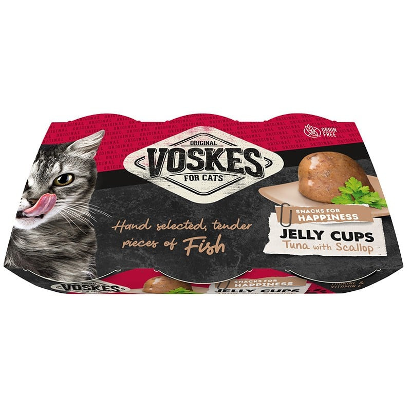 Voskes Jelly Cups Tuna & Scallop - galaretka z tuńczykiem i przegrzebkami przysmak dla kota 6x25g