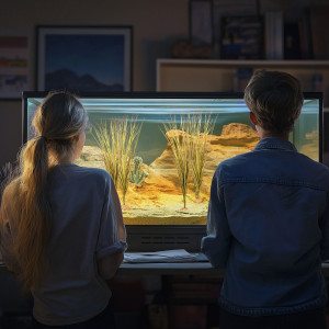 Terrario - Sztuczna roślina do terrarium i akwarium - Wysoka trawa 15x7x41 cm