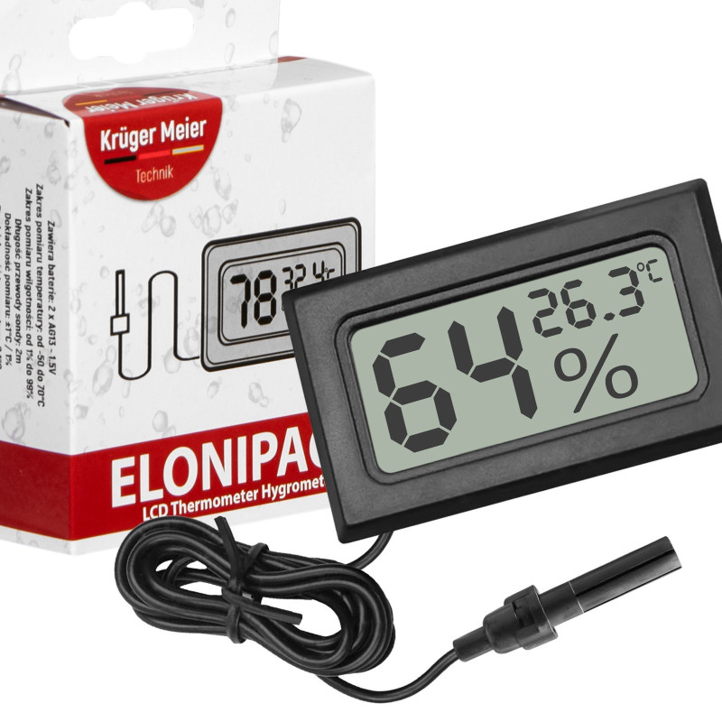 Kruger Meier Elonipac LCD - termometr hygrometr z sondą