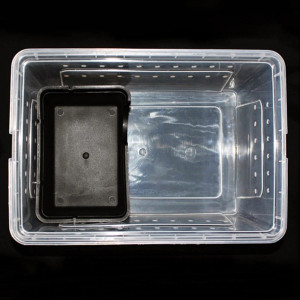 Terrario CubeCave - jaskinia  miska na wodę i pokarm 17x12x7cm