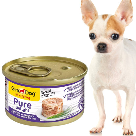 Gimdog Pure Delight 85g  - karma dla małych psów kurczak i tuńczyk w galarecie