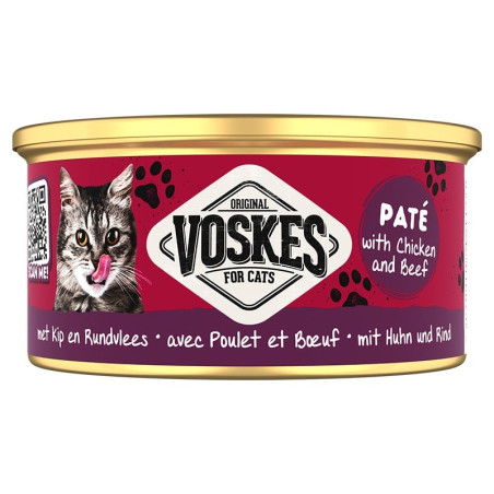 Voskes Paté Wetfood With Chicken & Beef - pasztet z kurczakiem i wołowiną karma dla kota 85g