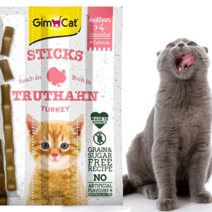 GimCat Sticks Kitten - kiełbaski indyk i wapno 3 sztuki