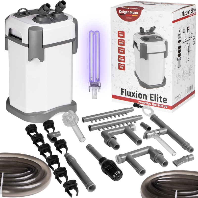 Kruger Meier Fluxion Elite 1200 UVC PRO - filtr zewnętrzny z lampą UV do akwarium 100 - 250 litrów