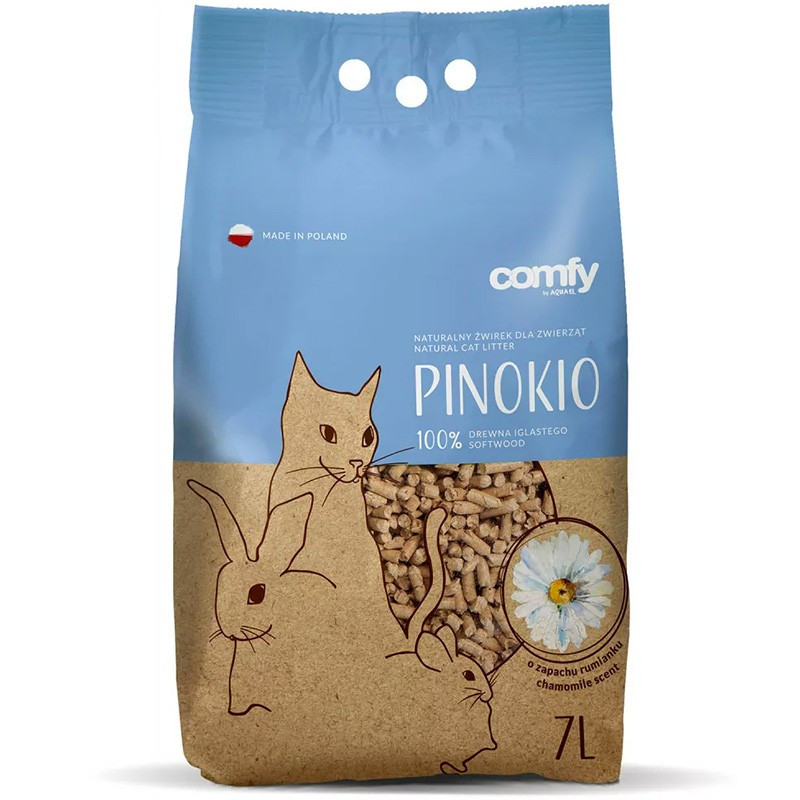 Żwirek Drewniany Comfy Pinokio Rumianek 7L – naturalny żwirek dla kotów i gryzoni