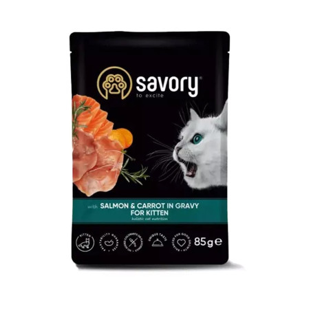 Savory Salmon & Carrot in Gravy for Kitten 85g - przysmak dla kotów