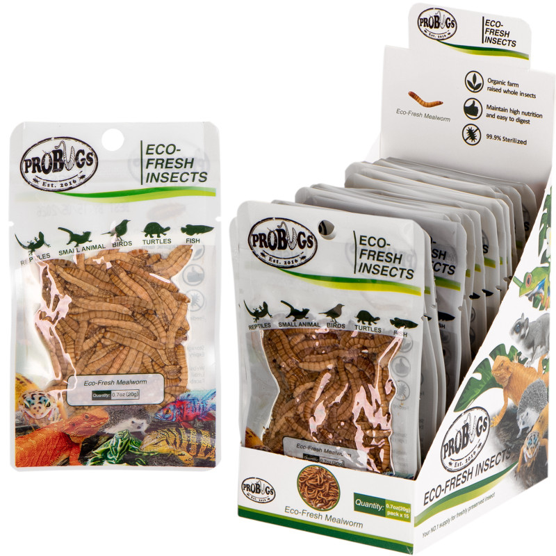 ProBugs Eco-Fresh Mealworm 15 x 20g - świeże larwy mącznika 15 saszetek