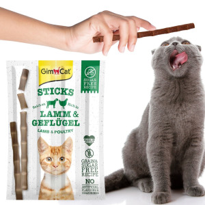 GimCat Sticks 95% Meat - kiełbaski jagnięcina i drób 4 sztuki