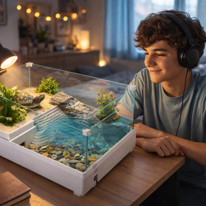 Kruger Meier Turtle Shell Garden - akwarium dla żółwia z wyspą 39x27x17cm