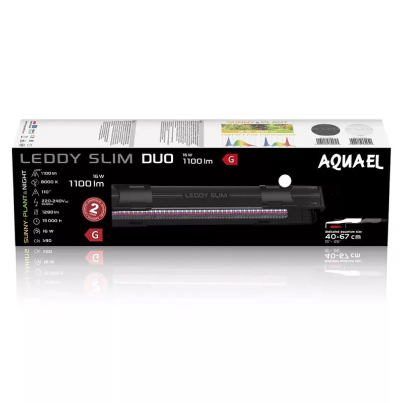 Aquael LEDDY SLIM DUO 16W Sunny Plant&Night – Efektywne oświetlenie dla małych akwariów i bujnego wzrostu roślin