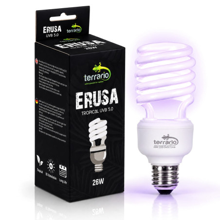 Terrario Erusa Tropical UVB 5.0 - żarówka spiralna 5.0 26W | Idealna dla gadów tropikalnych