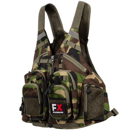 Kamizelka wędkarska Fishing Expedition MaxiVest Camo, wielokieszeniowa, lekka, regulowana