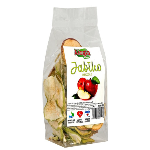 Alegia Przysmak Jabłko suszone 60g - Zdrowa przekąska dla gryzoni