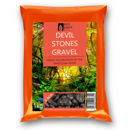 Eco Plant Devil Stones 1kg - Idealne do akwarium | czarne otoczaki 20-50mm