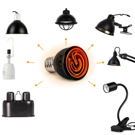Ceramiczny emiter ciepła Aventerra DARKAYA 25W – bez światła, do terrarium