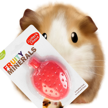 Kostka wapienna dla gryzoni HappyPet Fruity Minerals 60 g truskawkowa