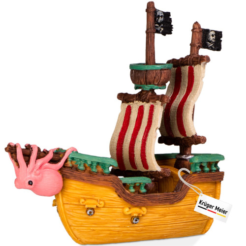Kruger Meier Pirate Ship S – Statek do Akwarium 16x6x15 cm | Efektowna dekoracja
