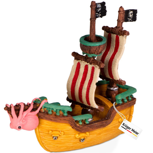 Kruger Meier Pirate Ship S – Statek do Akwarium 16x6x15 cm | Efektowna dekoracja