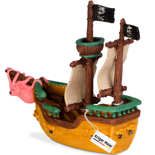 Kruger Meier Pirate Ship S – Statek do Akwarium 16x6x15 cm | Efektowna dekoracja