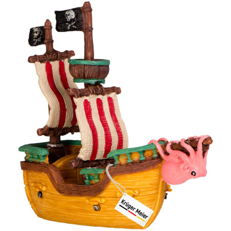 Kruger Meier Pirate Ship S – Statek do Akwarium 16x6x15 cm | Efektowna dekoracja