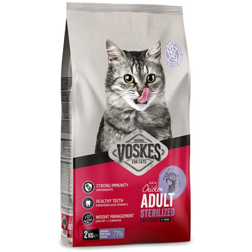 Voskes Adult Sterilized Chicken 2kg - kontrola wagi i zdrowie po sterylizacji
