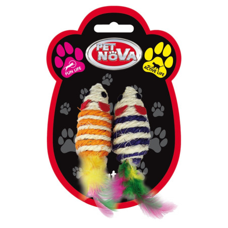 Pet Nova zabawka dla kota myszki 7x3cm 2szt - Rozwija instynkt i aktywność, szybka wysyłka