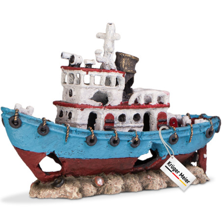 Kruger Meier Shipwreck – Statek do akwarium 28x9x18 cm - Idealna dekoracja, bezpieczna dla ryb