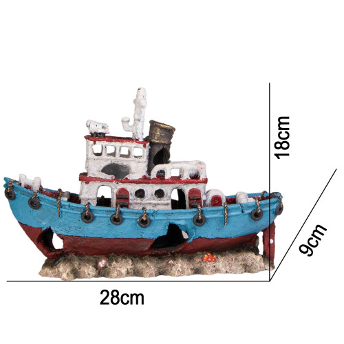Kruger Meier Shipwreck – Statek do akwarium 28x9x18 cm - Idealna dekoracja, bezpieczna dla ryb
