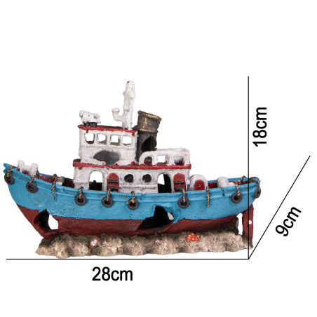 Kruger Meier Shipwreck – Statek do akwarium 28x9x18 cm - Idealna dekoracja, bezpieczna dla ryb
