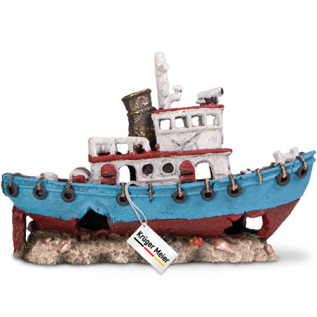 Kruger Meier Shipwreck – Statek do akwarium 28x9x18 cm - Idealna dekoracja, bezpieczna dla ryb