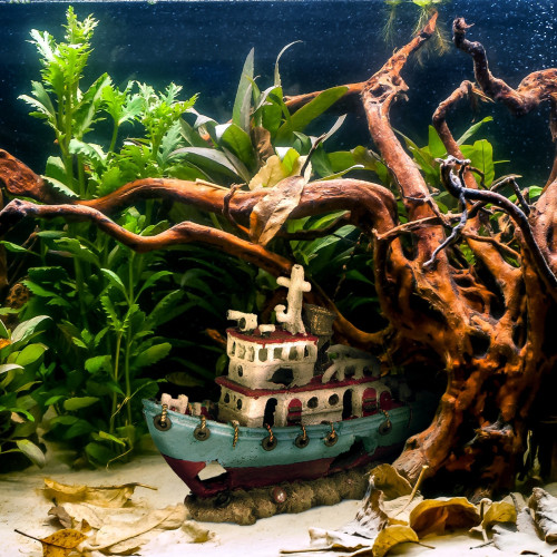 Kruger Meier Shipwreck – Statek do akwarium 28x9x18 cm - Idealna dekoracja, bezpieczna dla ryb
