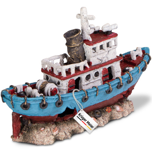 Kruger Meier Shipwreck – Statek do akwarium 28x9x18 cm - Idealna dekoracja, bezpieczna dla ryb