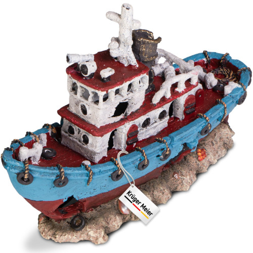 Kruger Meier Shipwreck – Statek do akwarium 28x9x18 cm - Idealna dekoracja, bezpieczna dla ryb