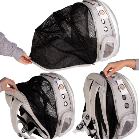 Furrever Friends CatVision Tent Grey - Bezpieczny plecak-transporter dla kota i psa