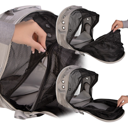 Furrever Friends CatVision Tent Grey - Bezpieczny plecak-transporter dla kota i psa
