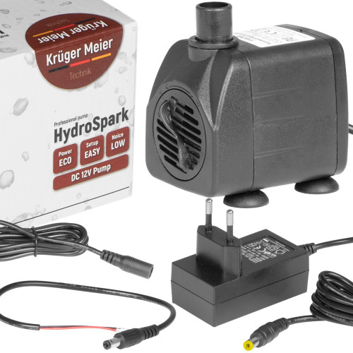 Kruger Meier HydroSpark All Connect pompa wody 1500 l/h 12V i 230V - Idealna do oczka wodnego