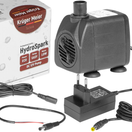 Kruger Meier HydroSpark All Connect pompa wody 1500 l/h 12V i 230V - Idealna do oczka wodnego