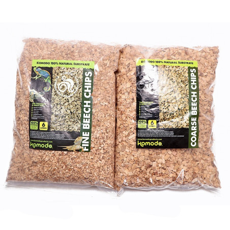 Komodo Fine Beech Chips 6l zrębki bukowe drobne - Naturalne i bezpieczne do terrarium
