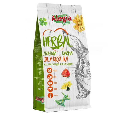 Alegia Herbal Królik ziołowy pokarm 600g | Naturalna receptura dla zdrowia i energii