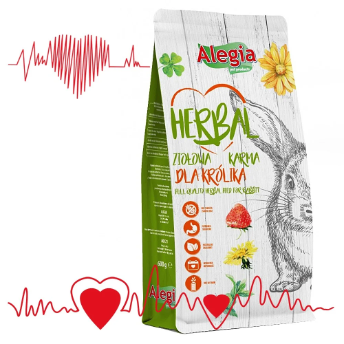 Alegia Herbal Królik ziołowy pokarm 600g | Naturalna receptura dla zdrowia i energii