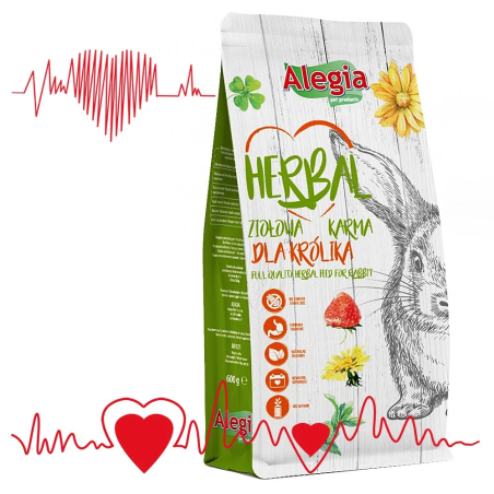 Alegia Herbal Królik ziołowy pokarm 600g | Naturalna receptura dla zdrowia i energii