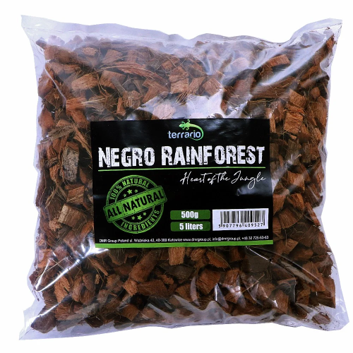 Terrario Negro Rainforest 5l 500g - podłoże zrębki kokosa | Utrzymuje wilgoć, idealne do terrarium
