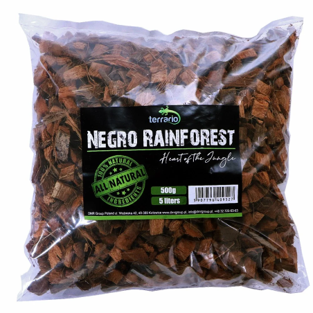 Terrario Negro Rainforest 5l 500g - podłoże zrębki kokosa | Utrzymuje wilgoć, idealne do terrarium