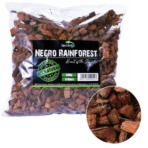 Terrario Negro Rainforest 5l 500g - podłoże zrębki kokosa | Utrzymuje wilgoć, idealne do terrarium