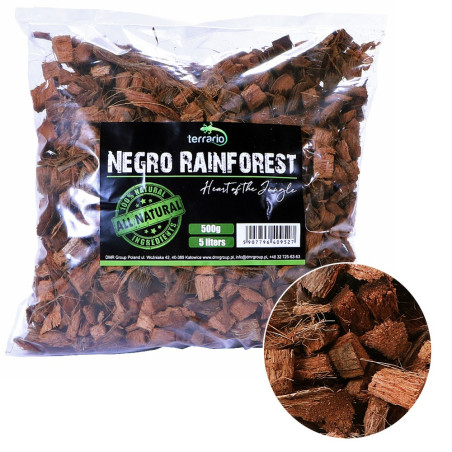 Terrario Negro Rainforest 5l 500g - podłoże zrębki kokosa | Utrzymuje wilgoć, idealne do terrarium