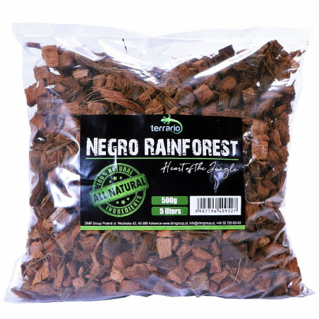 Terrario Negro Rainforest 5l 500g - podłoże zrębki kokosa | Utrzymuje wilgoć, idealne do terrarium