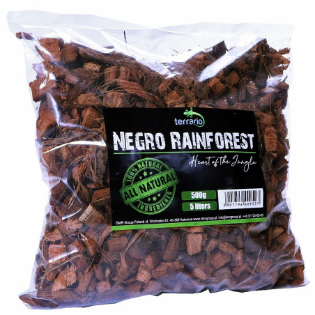 Terrario Negro Rainforest 5l 500g - podłoże zrębki kokosa | Utrzymuje wilgoć, idealne do terrarium