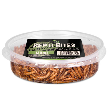 Pokarm suszony dla gadów Terrario Repti Bites Mealworms 125 ml – z suszonych larw mącznika