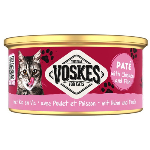 Voskes Paté Wetfood With Chicken & Fish pasztet dla kota 85g - Smakowity i łatwy w podaniu